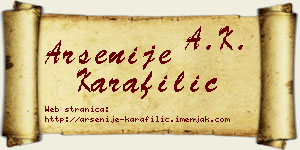 Arsenije Karafilić vizit kartica
